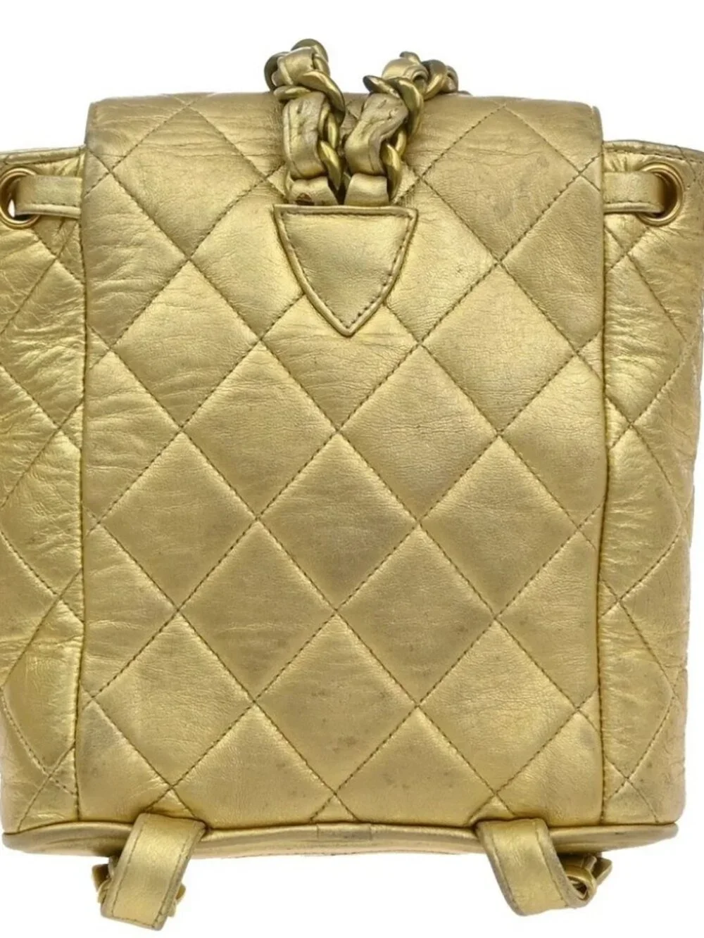 CHANEL CC Logo Duma Matelasse Chain Backpack Bag Leather Gold Vintage